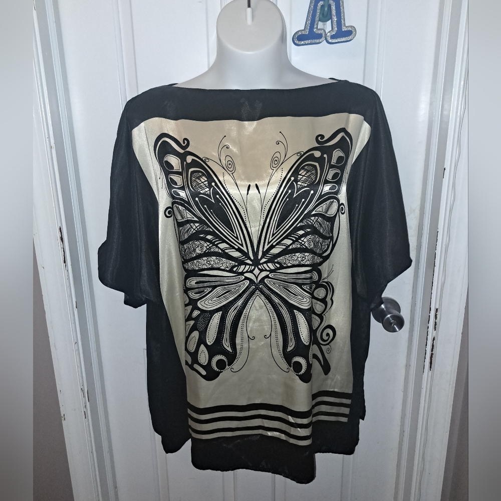 Ashley Stewart Boat Neck Women - Butterfly Shift Dress/Top Sz 22/24